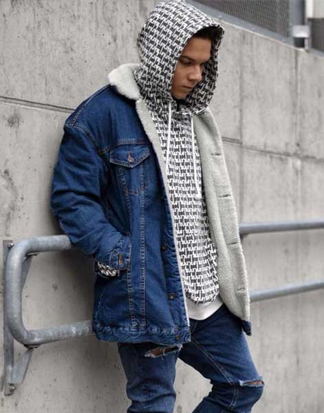 hoodie sherpa denim jacket outfit