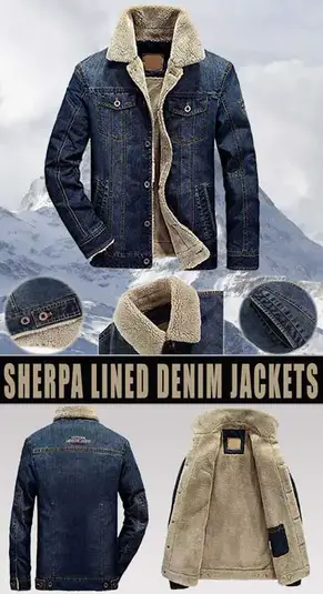 SNOWSONG Mens Winter Sherpa Lined Denim Jacket Trucker Fleece Lined Fuzzy Windbreaker Coat