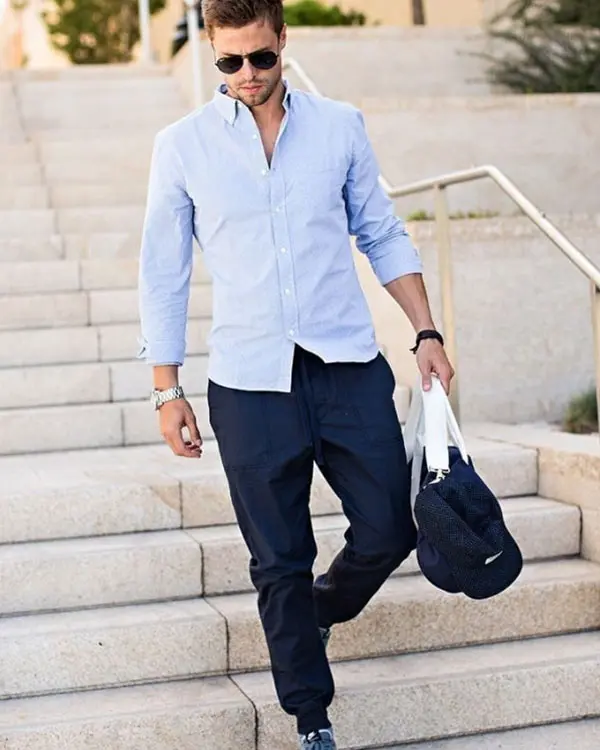  Light Blue Shirt With Dark Blue Pants