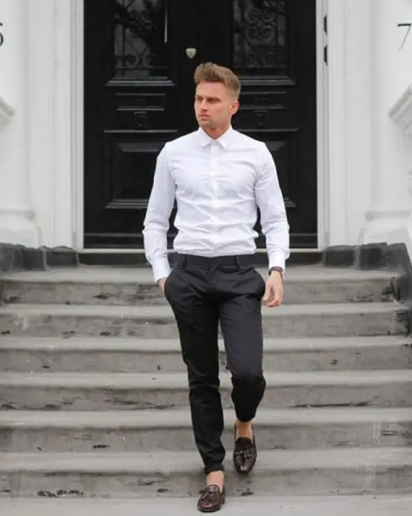 White Shirt With Black Pants