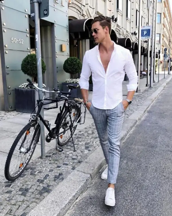 White Shirt With Grey Pants