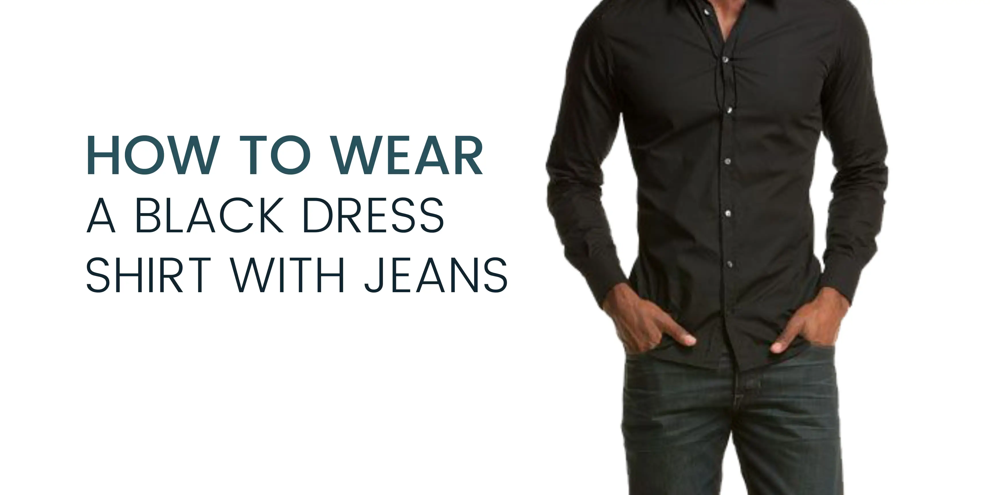 black dress shirt and jeans