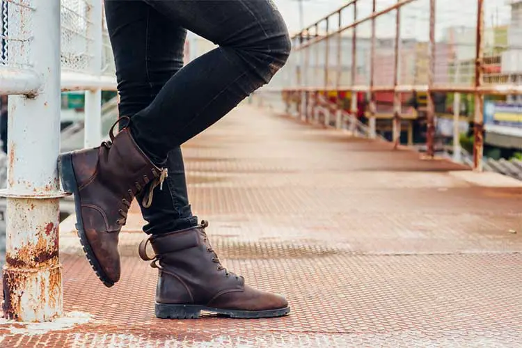 hiking boots and jeans